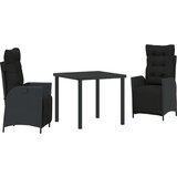 vidaXL 3-dijelni vrtni set za objedovanje crni poli ratan | shoptok.hr