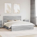  Konstrukcija postelje z vzglavjem Siva Sonoma 200 x 200 cm, (5000102862) | Shoptok.si