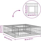  Gabionski uzdignuti krevet Srebrno 80 x 80 x 20 cm - 80 x 80 x 20 cm | shoptok.hr