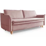 Miuform Svetlo rožnata raztegljiva sedežna garnitura 225 cm –