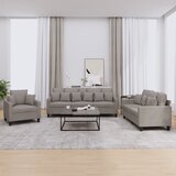  3-dijelni set sofa s jastucima smeđesivi od tkanine Cijene