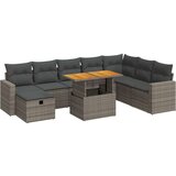 vidaXL 9-dijelni set vrtnih sofa poliratan i bagrem s jastucima sivi | shoptok.hr