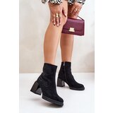 S. BARSKI Insulated Women's Heeled Ankle Boots with Decoration Black D&A Cijene