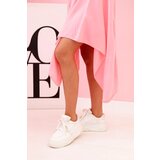 Kesi Włoski Damenkleid aus Viskose mit kurzen Ärmeln und ausgestelltem Saum light pink | Shoptok.si
