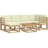  Set vanjskih sofa 7 pcs Bijela i krem Čvrsto drvo akacije | shoptok.hr
