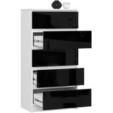 AKORD Komoda, 5 Predalov, Črna V Visokem Sijaju, (5000332285) | Shoptok.si