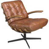 Angel Cerdá Temno rjavo usnje in vrtljivi fotelj iz oreha, (5000008485) Cene