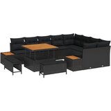 vidaXL set baštenskih sofa od 12 dijelova s jastucima crna poliratan akacija, set baštenske blagovaonice od 3 dijela s jastucima crna poliratan akacija | shoptok.hr