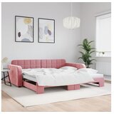 vidaXL Izvlečna dnevna postelja roza 100x200 cm žamet | Shoptok.si
