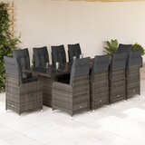 vidaXL vrtna bistro garnitura 11-delna z blazinami siv poli ratan | Shoptok.si