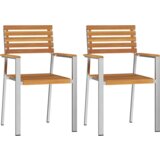 vidaXL 3-delni jedilni set za vrt iz trdnega akacijevega lesa, zunanja jedilna miza 90x90x74.5 cm iz trdnega akacijevega lesa, zložljivi vrtni stoli 2 kosa iz trdnega akacijevega lesa in jekla | Shoptok.si