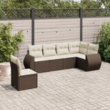  6-dijelni set vrtnih sofa od poliratana s jastucima smeđi | shoptok.hr