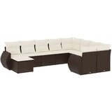 vidaXL 10-dijelni set vrtnih sofa od poliratana s jastucima smeđi | shoptok.hr