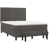  Box spring postelja z vzmetnico temno siva 140x200 cm žamet, (20898719) | Shoptok.si