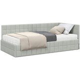 vidaXL Kutni krevetni okvir s madracem 2 pcs Svjetlosiva Baršun - Svjetlosiva 100 x 200 cm | shoptok.hr