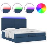 vidaXL Otomanski krevet s madracem i LED plavi 180x200cm od tkanine | shoptok.hr