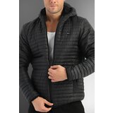 D1fference Men's Black Inner Lined Water And Windproof Hooded Winter Coat. Cene