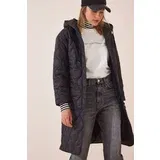  Women's Black Hooded Quilted Coat