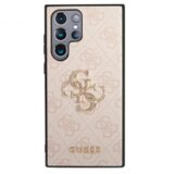 Guess GUHCS23L4GMGPI silikonski ovitek za samsung galaxy S23 ultra 5G - roza z zlatim logom | Shoptok.si