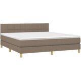 vidaXL Box spring postelja z vzmetnico taupe 160x200 cm blago | Shoptok.si