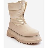 Kesi Women's snow boots with a thick sole with a zipper GOE beige Cene