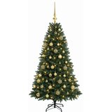  Umjetno božićno drvce s kuglicama 150 cm 150 LED lampica - 150 cm s LED žaruljama i zlatnim kuglicama | shoptok.hr