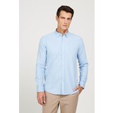 ALTINYILDIZ CLASSICS Men's Light Blue Slim Fit Slim Fit Buttoned Collar Flannel Lumberjack Winter Shirt Cene