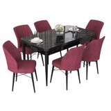 Hanah home set trpezarijski sto i 6 stolica nef black marble burgundy | ePonuda.com