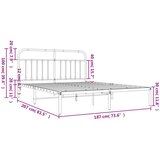 Metalni okvir za krevet s uzglavljem bijeli 180x200 cm | shoptok.hr