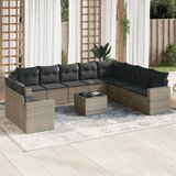 vidaXL 11-dijelni set vrtnih sofa od poliratana s jastucima sivi Cijene