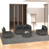 The Living Store Vrtna sedežna garnitura 5-delna z blazinami poli ratan siva - Vrtna Sedežna Garnitura, (21476321) | Shoptok.si
