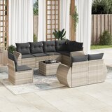 Maison Chic Seti vrtnega pohištva - Vrtna garnitura - Vrtni pohištvo set 9-delna z blazinami sv. siv poli ratan, (21797182) | Shoptok.si