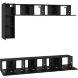 vidaXL Set TV kabineta s policom Ostalo s pohranom s vratima 6 pcs Crni hrast 30.5 x 30 x 90 cm | shoptok.hr