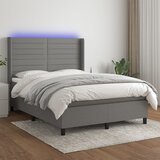 vidaXL Krevet box spring s madracem LED tamnosivi 140x190 cm tkanina Cijene