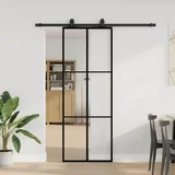 vidaXL drsna vrata z opremo črna 76x205 cm esg steklo