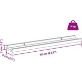  Polica na zidu 2 pcs Smeđa 60 x 9 x 3 cm Konstruirano drvo | shoptok.hr