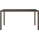  Vrtna miza 150x90x75 cm kaljeno steklo in poli ratan rjava, (20665520) | Shoptok.si