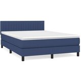 vidaXL Box spring postelja z vzmetnico modra 140x200 cm blag | Shoptok.si