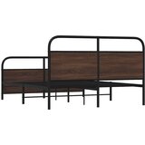 vidaXL Kovinski posteljni okvir brez vzmetnice rjavi hrast 160x200 cm | Shoptok.si