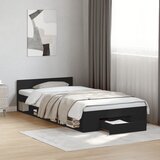  Okvir kreveta s ladicom crni 90 x 190 cm konstruirano drvo | shoptok.hr