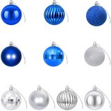  Set božićnih kuglica 75 kom. Plava i srebrna 6 cm Polistiren | shoptok.hr