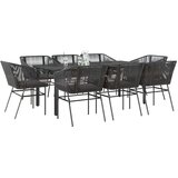  9-dijelni vrtni blagovaonski set s jastucima crnog poliratana | shoptok.hr