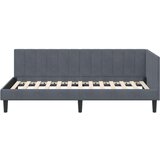 vidaXL Kotna postelja z vzglavjem Temno siva 100 x 200 cm Žamet | Shoptok.si