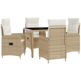 vidaXL Zunanja jedilnica z blazino 5 pcs Bež in smetanasto bela, (5000269282) | Shoptok.si