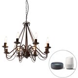 QAZQA Pametni lestenec rjavo rjava 8 lučk vključno z Wifi B35 - Giuseppe | Shoptok.si