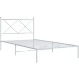 vidaXL Kovinski posteljni okvir z vzglavjem bel 107x203 cm, (21152044) | Shoptok.si