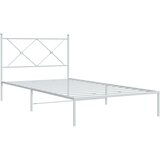 vidaXL Metalni okvir za krevet s uzglavljem bijeli 107x203 cm | shoptok.hr