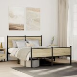 Maison Chic Kovinski Posteljni okvir - Dvoposteljna postelja - Zakonska postelja brez vzmetnice sonoma hrast 150x200 cm, (21694300) | Shoptok.si