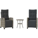  3-dijelni bistro set od poliratana s jastucima sivi - Siva 1 | shoptok.hr