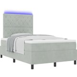 vidaXL Box Spring Postelja z Blazino in LED Svetlobo Svetlo Siva 120x190 cm Žamet | Shoptok.si